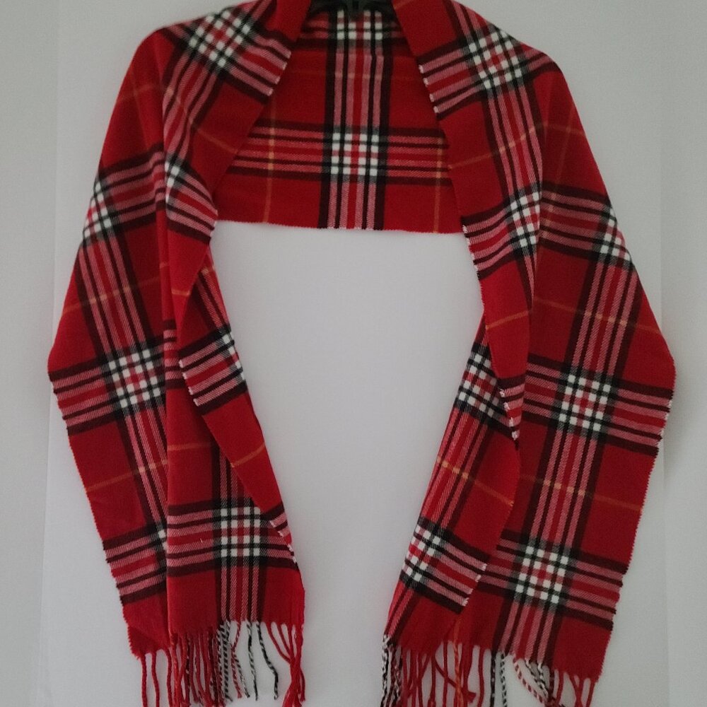 RED TARTAN PLAID SCARF | CASHMERE FEEL | UNISEX WINTER WRAP | SOFT & STYLISH